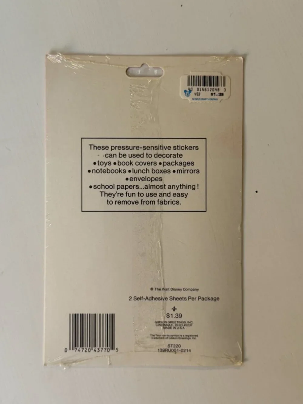 SEALED Vintage Gibson Walt Disney Mickey Mouse Stickers
